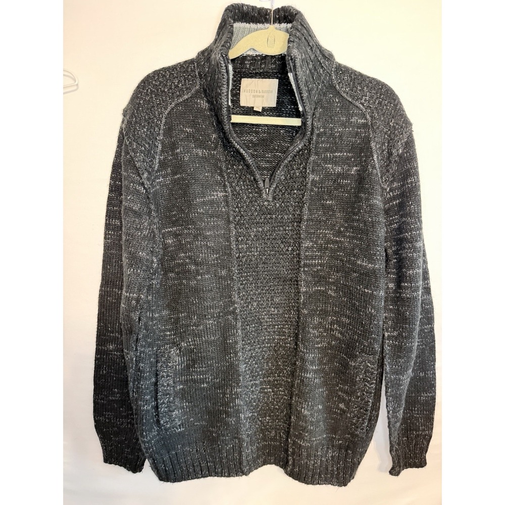 HUDSON & BARROW Men's 1/4 Quarter Zip Mock Neck Cable Knit Sweater Size XL